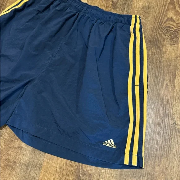 Vtg Y2K Adidas Mens Athletic Shorts Sz XL Nvay Blue Gold Yellow Stripe Sides - Picture 6 of 14